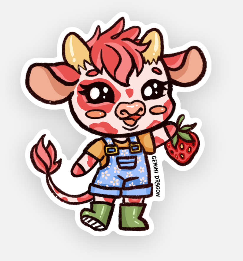Strawberry Cow Sticker