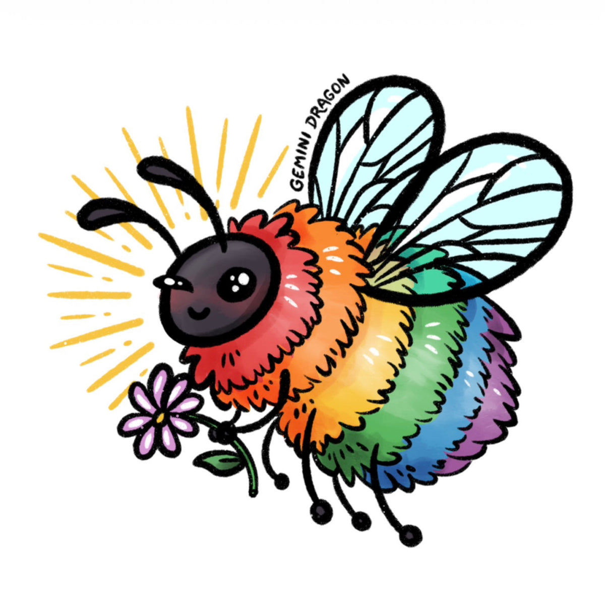 Rainbow Bee Sticker